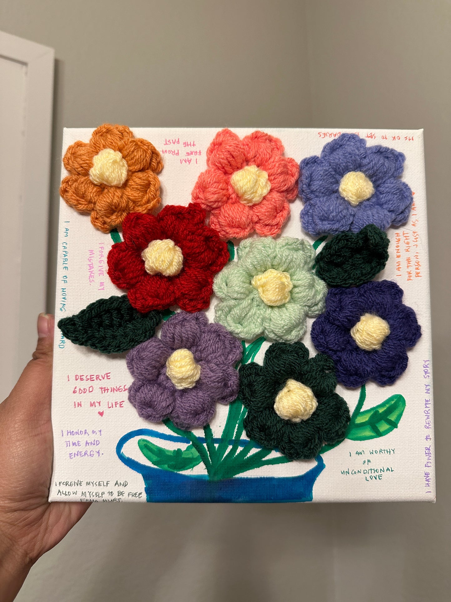 Floral Crochet on Canvas
