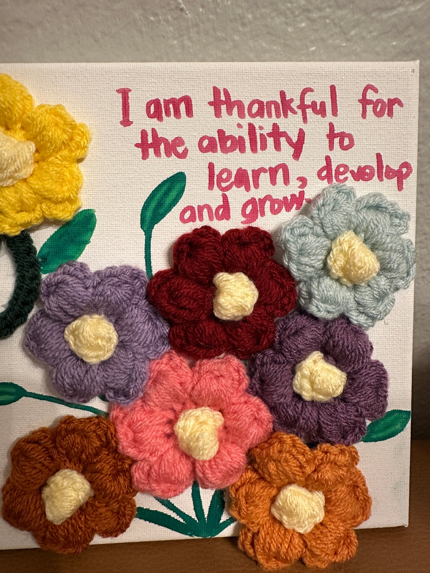 Floral Crochet on Canvas